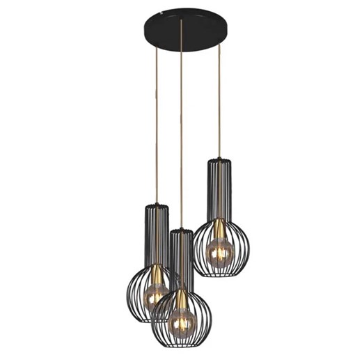 Czarno-złota potrójna lampa wisząca loftowa - S136 E2-G52 ze sklepu Edinos.pl w kategorii Lampy wiszące - zdjęcie 172359172