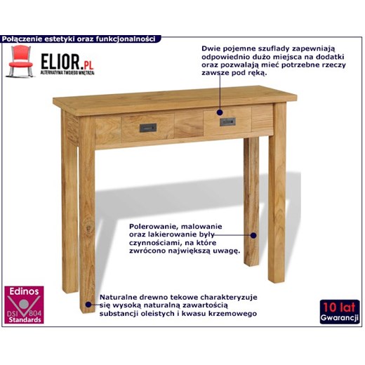 Drewniany stolik-konsola do przedpokoju - Tezo 3X Elior One Size Edinos.pl