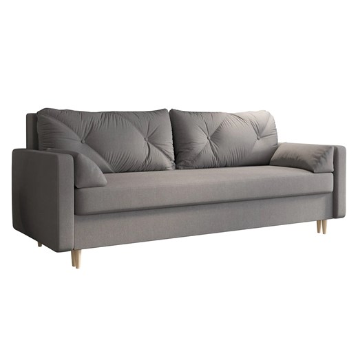 Popielata sofa rozkładana z pojemnikiem na pościel - Ahmo ze sklepu Edinos.pl w kategorii Sofy i kanapy - zdjęcie 172359403