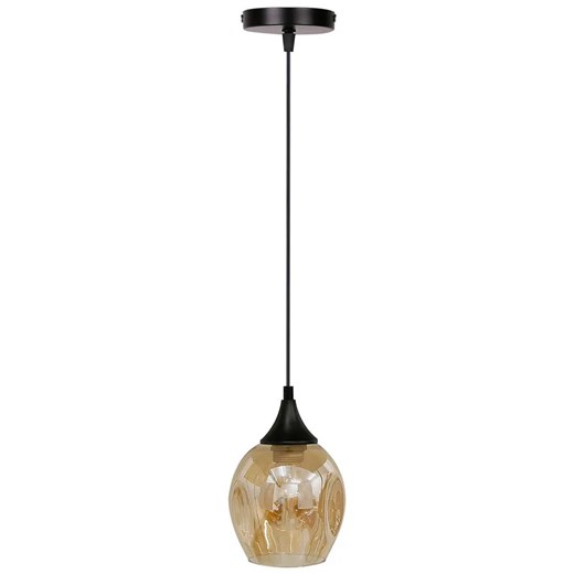 Czarna lampa wisząca ze szklanym brązowym kloszem - Z30 R3-T31 ze sklepu Edinos.pl w kategorii Lampy wiszące - zdjęcie 172359591