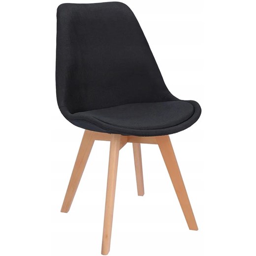 Czarne krzesło tapicerowane drewniane do stołu - Umos ze sklepu Edinos.pl w kategorii Krzesła - zdjęcie 172359630