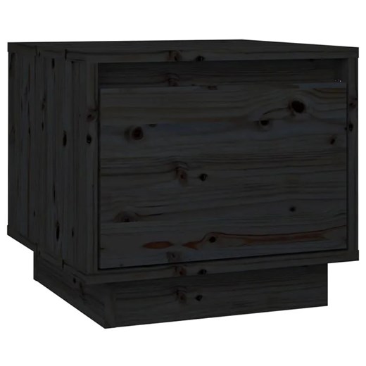 Czarny drewniany stolik nocny z szufladą - Povo ze sklepu Edinos.pl w kategorii Stoliki i szafki nocne - zdjęcie 172359774