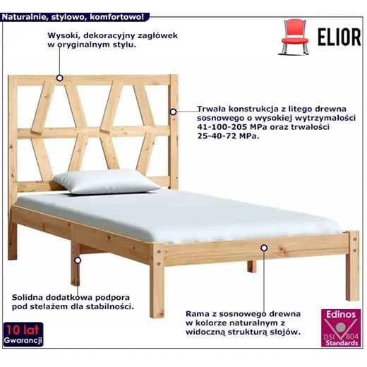 Pojedyncze łóżko sosnowe 90x200 - Yoko 3X Elior One Size wyprzedaż Edinos.pl