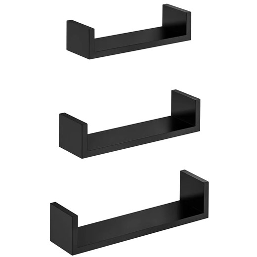 Komplet 3 czarnych półek wiszących minimalistycznych - Asoka ze sklepu Edinos.pl w kategorii Półki - zdjęcie 172360024