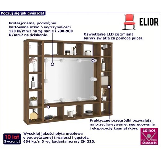 Toaletka z lustrem na biurko lub wisząca brązowy dąb - Moha Elior One Size Edinos.pl