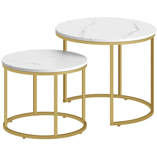 Zestaw 2 marmurowych stolików kawowych w stylu glamour - Gianis 4X ze sklepu Edinos.pl w kategorii Stoliki kawowe - zdjęcie 172360062
