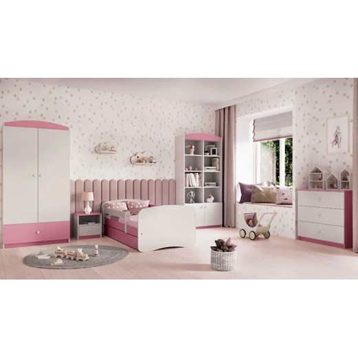 Łóżko dla dziewczynki z materacem Happy 2X mix 80x160 - różowe Elior One Size Edinos.pl