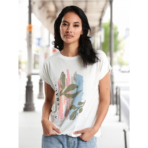 Sinsay - Koszulka z nadrukiem - kremowy ze sklepu Sinsay w kategorii Bluzki damskie - zdjęcie 172363420