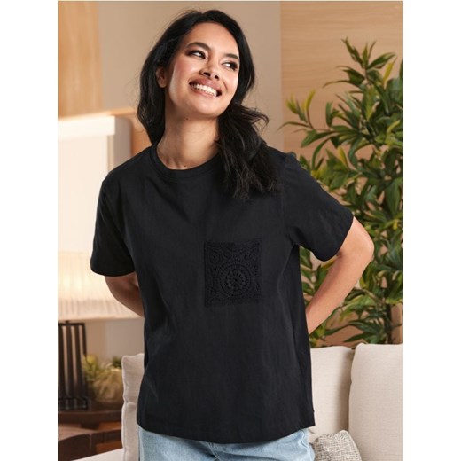 Sinsay - Koszulka bawełniana - czarny ze sklepu Sinsay w kategorii Bluzki damskie - zdjęcie 172363422