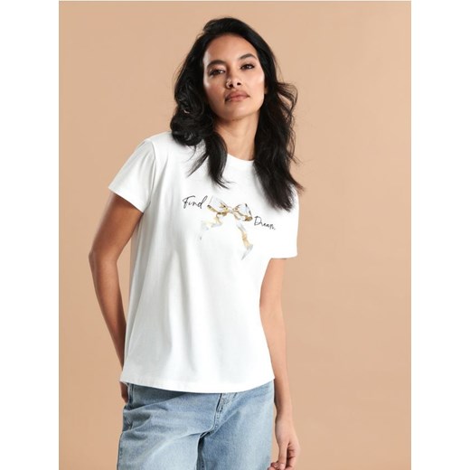 Sinsay - Koszulka z nadrukiem - biały ze sklepu Sinsay w kategorii Bluzki damskie - zdjęcie 172363424