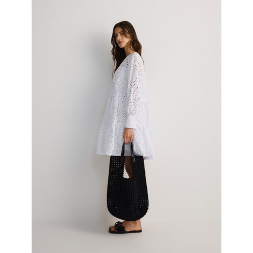 Reserved - Ażurowa sukienka mini - biały ze sklepu Reserved w kategorii Sukienki - zdjęcie 172363743