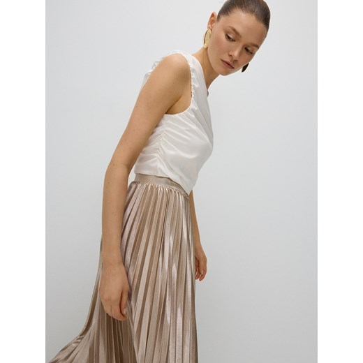 Reserved - Złota spódnica midi z plisowaniem - złoty ze sklepu Reserved w kategorii Spódnice - zdjęcie 172363791