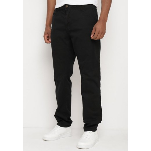 Czarne Bawełniane Spodnie Regular z Kieszeniami Anrodea ze sklepu Born2be Odzież w kategorii Spodnie męskie - zdjęcie 172364640