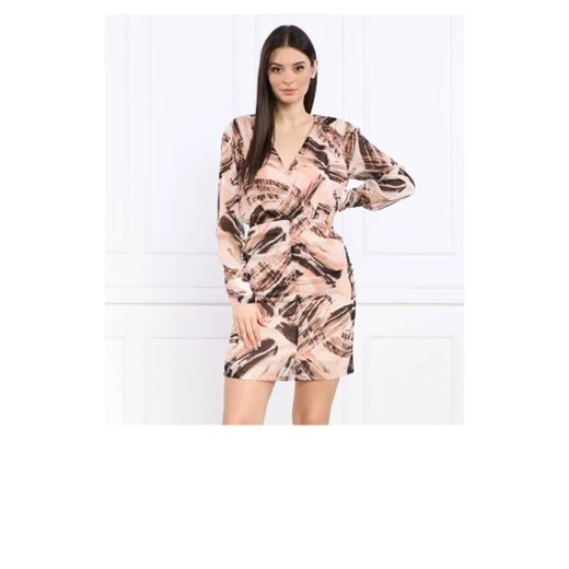 Sukienka DKNY z dekoltem w serek mini z długimi rękawami prosta