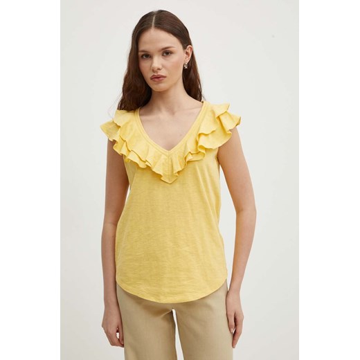 Lauren Ralph Lauren t-shirt bawełniany damski kolor żółty ze sklepu ANSWEAR.com w kategorii Bluzki damskie - zdjęcie 172371494