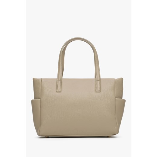 Estro: Beżowa torebka damska typu shopper z włoskiej skóry naturalnej Premium ze sklepu Estro w kategorii Torby Shopper bag - zdjęcie 172372111
