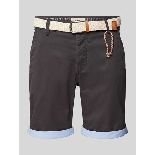 Szorty o kroju regular fit z paskiem z efektem plecionki model ‘MAGNUS’ ze sklepu Peek&Cloppenburg  w kategorii Spodenki męskie - zdjęcie 172372260