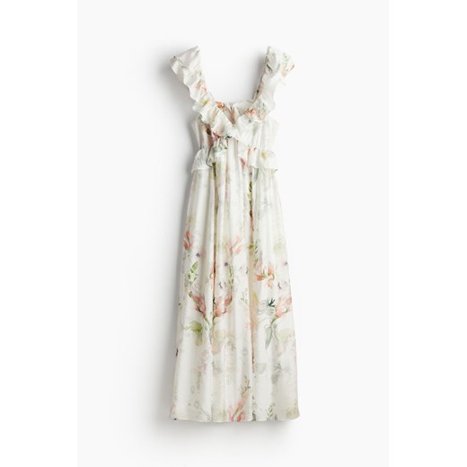 H & M - Sukienka midi z falbankami - Biały H & M S H&M