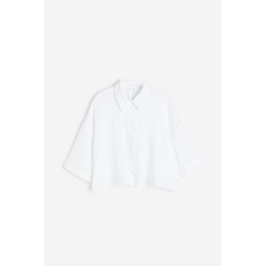 H & M - Lniana koszula oversize - Biały H & M XXL H&M
