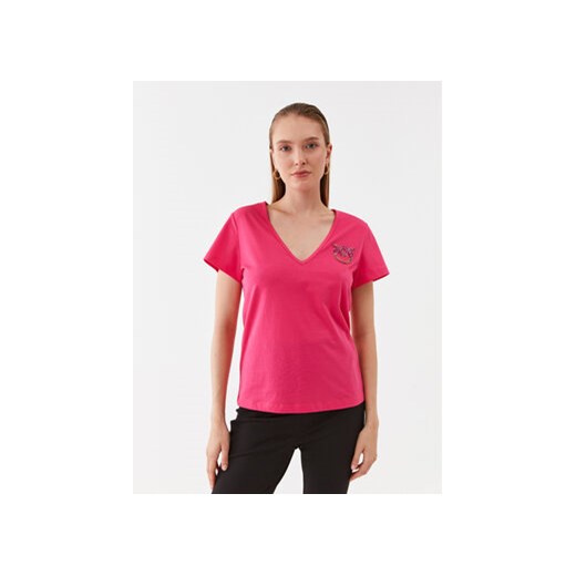 Pinko T-Shirt 100372 A0MA Różowy Regular Fit ze sklepu MODIVO w kategorii Bluzki damskie - zdjęcie 172372893