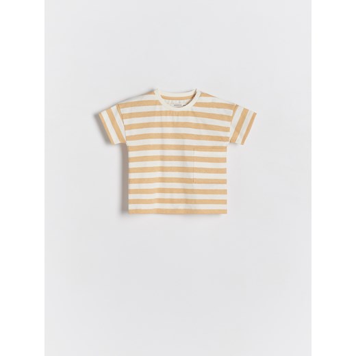 Reserved - T-shirt oversize w paski - złamana biel ze sklepu Reserved w kategorii Koszulki niemowlęce - zdjęcie 172378281