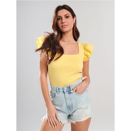 Sinsay - Koszulka z bawełny - żółty ze sklepu Sinsay w kategorii Bluzki damskie - zdjęcie 172378540