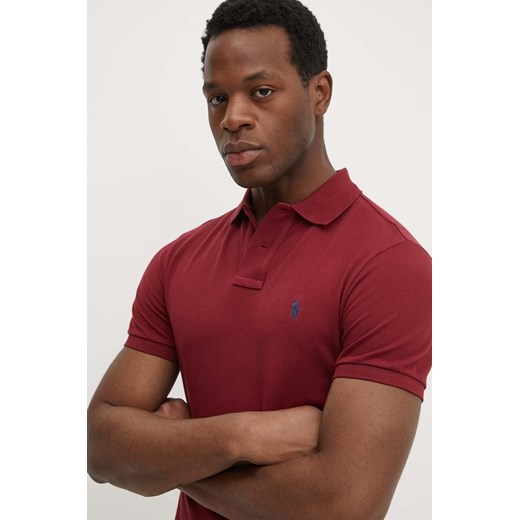 Polo Ralph Lauren polo bawełniane kolor bordowy gładki 710536856 Polo Ralph Lauren S ANSWEAR.com