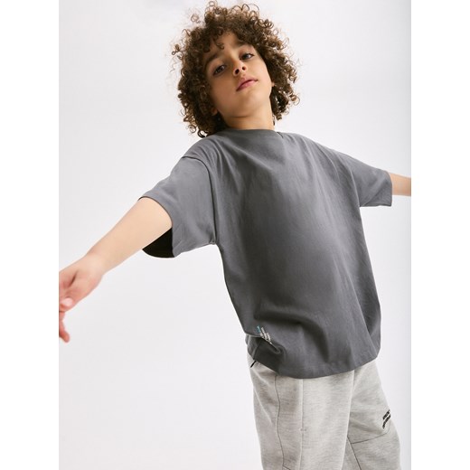 Reserved - Bawełniany t-shirt oversize - ciemnoszary ze sklepu Reserved w kategorii T-shirty chłopięce - zdjęcie 172379351