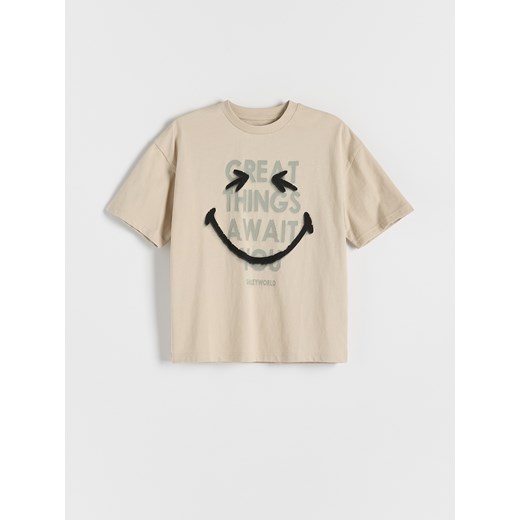 Reserved - T-shirt SmileyWorld® - beżowy ze sklepu Reserved w kategorii T-shirty chłopięce - zdjęcie 172379362