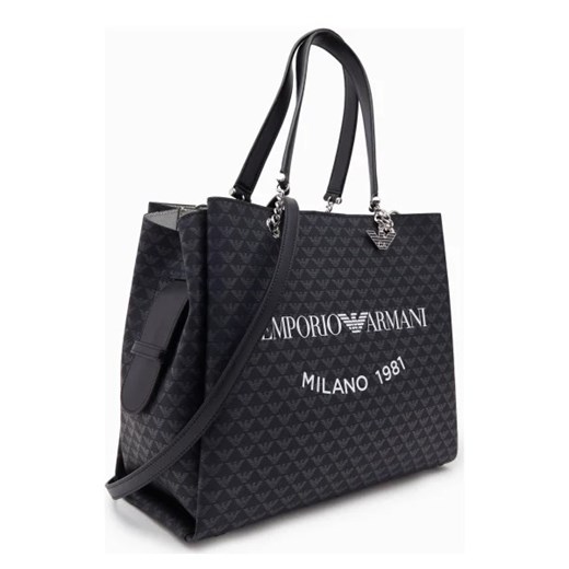 Shopper bag Emporio Armani duża ze skóry ekologicznej na ramię