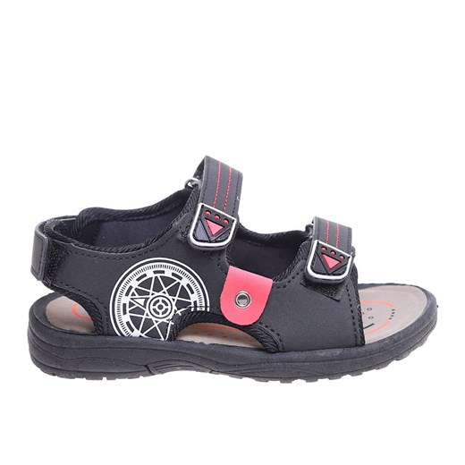 Czarne sandały chłopięce na rzepy z kolorowym printem /B8-3 16169 T286/ ze sklepu Pantofelek24.pl w kategorii Sandały dziecięce - zdjęcie 172380601