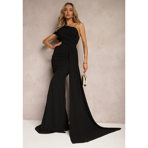 Czarna Sukienka Maxi bez Ramiączek z Ozdobnym Trenem i Marszczeniem Kaliel ze sklepu Renee odzież w kategorii Sukienki - zdjęcie 172380624