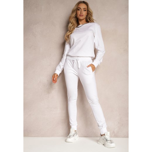 Białe Dresowe Spodnie o Klasycznym Fasonie z Gumką w Pasie Ivemia ze sklepu Renee odzież w kategorii Spodnie damskie - zdjęcie 172380742