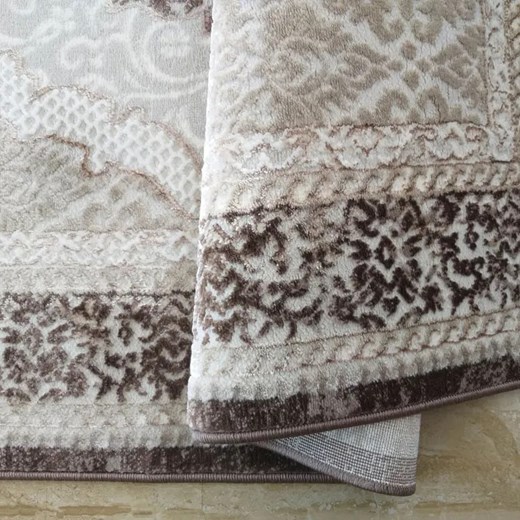Brązowy dywan z wzorami do salonu - Logar 3X Profeos One Size Edinos.pl