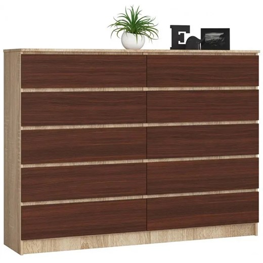 Klasyczna komoda z szufladami dąb sonoma + wenge - Entira 3X ze sklepu Edinos.pl w kategorii Komody - zdjęcie 172381460