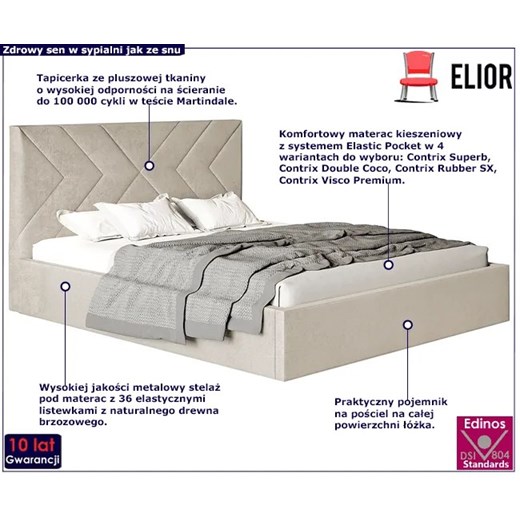 Tapicerowane łóżko 120x200 Grenell 4X - 36 kolorów Elior One Size Edinos.pl okazja