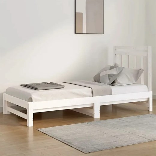 Białe drewniane łóżko rozsuwane 2x(90x200) cm - Mindy Elior One Size Edinos.pl