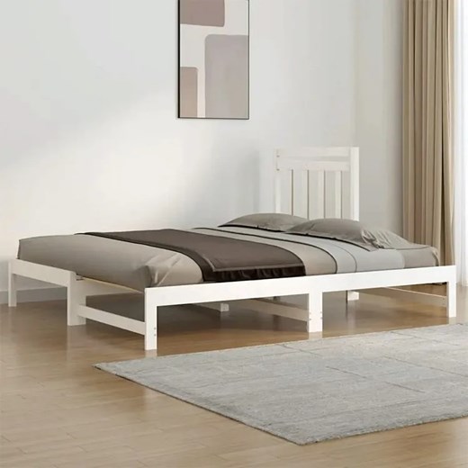 Białe drewniane łóżko rozsuwane 2x(90x200) cm - Mindy Elior One Size Edinos.pl