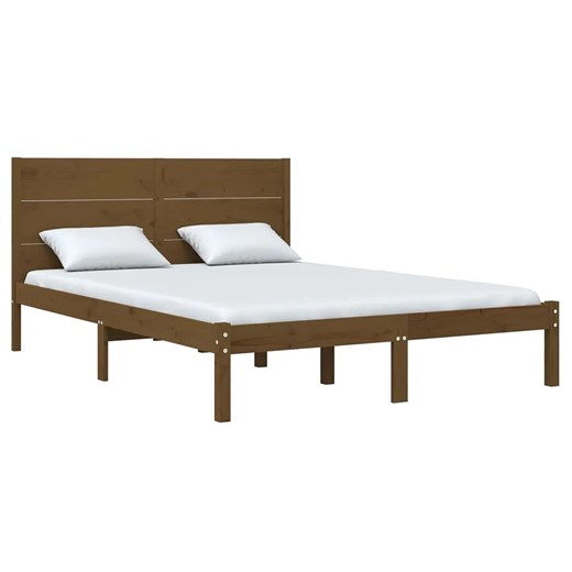 Drewniane łóżko małżeńskie miodowy brąz 140x200 - Gunar 5X ze sklepu Edinos.pl w kategorii Łóżka i materace - zdjęcie 172381783