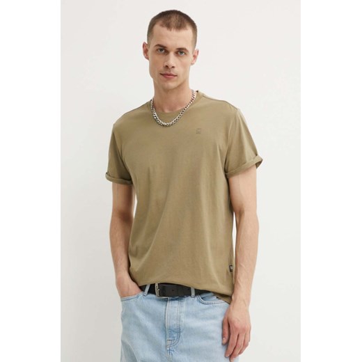G-Star Raw t-shirt bawełniany męski kolor zielony gładki ze sklepu ANSWEAR.com w kategorii T-shirty męskie - zdjęcie 172382063