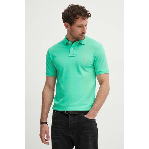 Polo Ralph Lauren polo bawełniane kolor zielony gładki 710795080 ze sklepu ANSWEAR.com w kategorii T-shirty męskie - zdjęcie 172382110