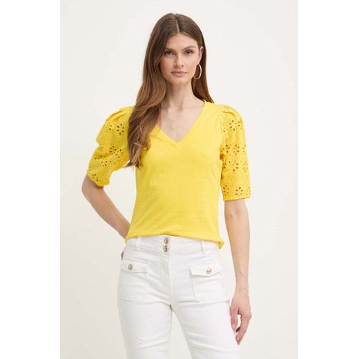 Morgan t-shirt DPALM damski kolor żółty DPALM ze sklepu ANSWEAR.com w kategorii Bluzki damskie - zdjęcie 172382340