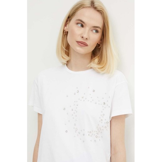Sisley t-shirt bawełniany damski kolor biały ze sklepu ANSWEAR.com w kategorii Bluzki damskie - zdjęcie 172382752