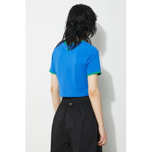 Bluzka damska Adidas Originals sportowa niebieska z okrągłym dekoltem 
