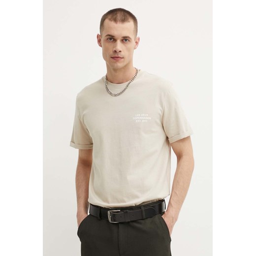 Les Deux t-shirt bawełniany męski kolor beżowy z nadrukiem LDM101165 ze sklepu ANSWEAR.com w kategorii T-shirty męskie - zdjęcie 172382924