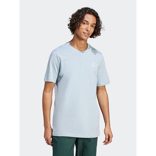 T-shirt męski Adidas niebieski z krótkim rękawem 