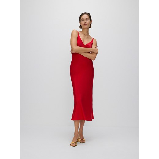 Reserved - Satynowa sukienka maxi z wiskozy - czerwony ze sklepu Reserved w kategorii Sukienki - zdjęcie 172384790