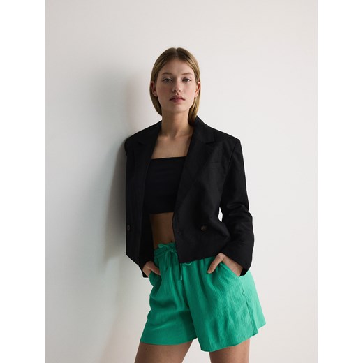 Reserved - Szorty z wiskozą - zielony Reserved XS Reserved