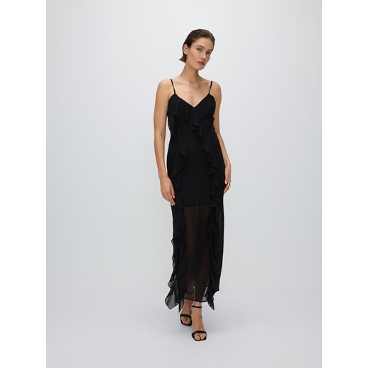 Reserved - Sukienka maxi z falbanami - czarny ze sklepu Reserved w kategorii Sukienki - zdjęcie 172385044