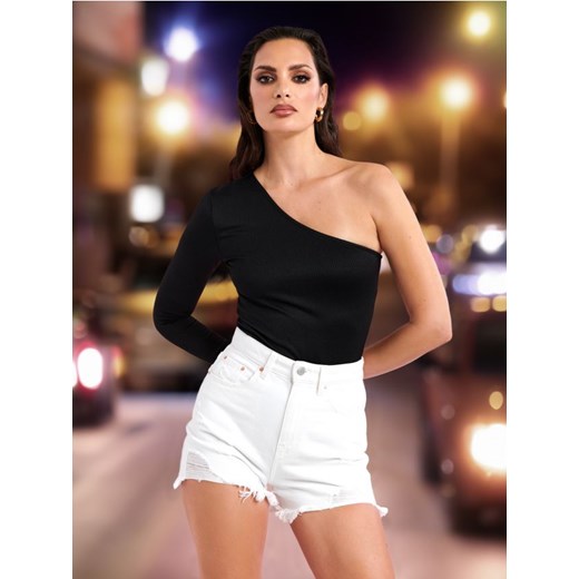 Sinsay - Szorty jeansowe high waist - biały ze sklepu Sinsay w kategorii Szorty - zdjęcie 172385901